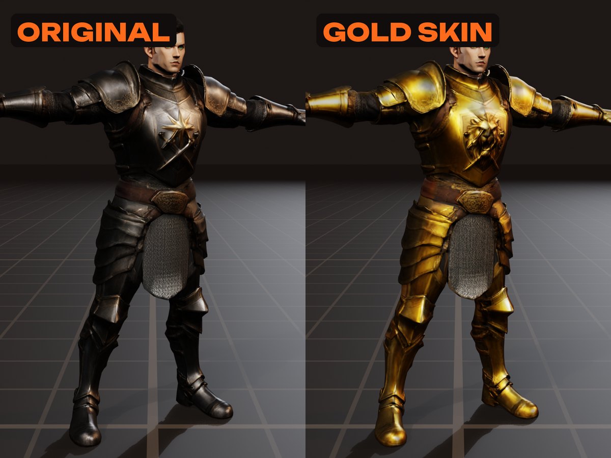 The same warrior in steel and in gold